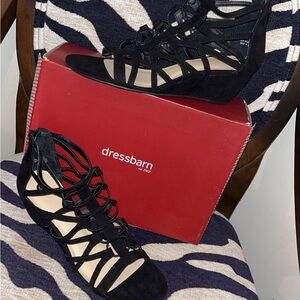 Dress Barn Black Strappy Wedges
